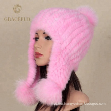 Factory wholesale real mink fur knitted custom beanie hat